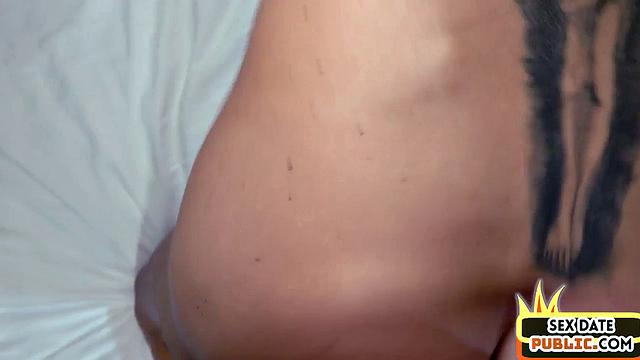 Darkhaired babe blowing dick in POV couple before sex date