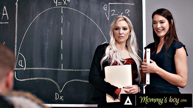 MOMMY'S BOY - A Teacher Gets Caught By Sexy Lesbian Colleagues Who Offer Him A Threesome