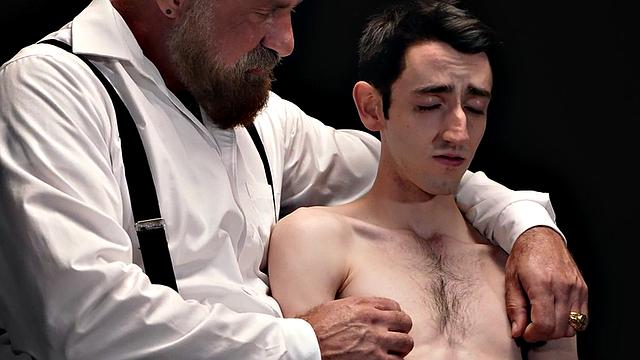 Submissive 21yo skinny and hairy gay toyed by DILF