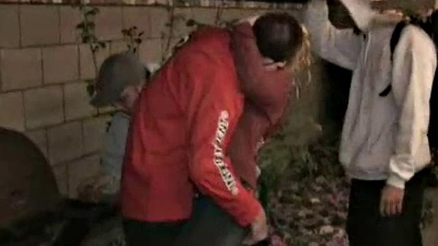 Spit roasted teen gets her pussy drilled