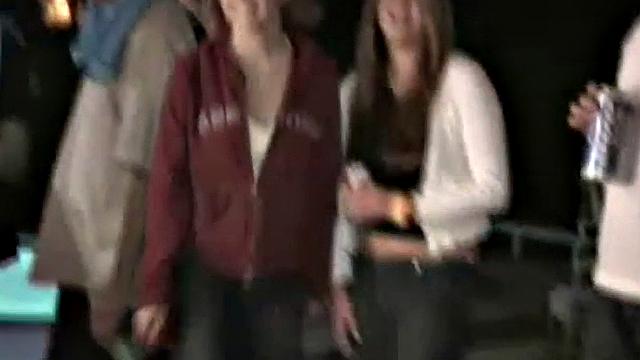 Spit roasted teen gets her pussy drilled