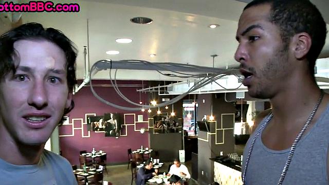 Real Black bottom public fucked in restaurant by white