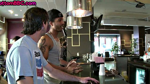 Real Black bottom public fucked in restaurant by white