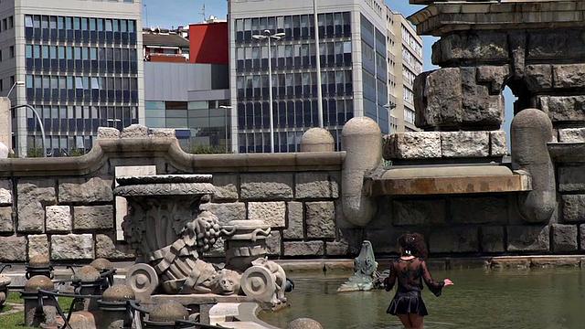 Petite naked teen humiliated in public by domina and master