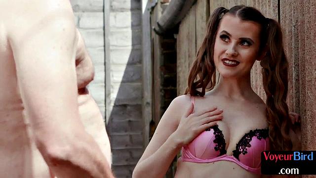 Amateur voyeur teasing outdoors