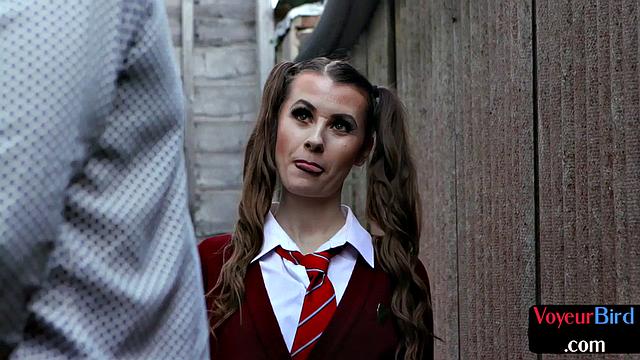 Amateur voyeur teasing outdoors