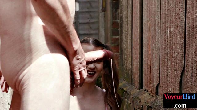 Amateur voyeur teasing outdoors