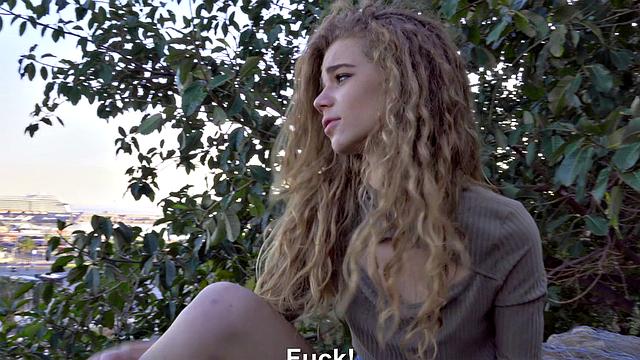 Watch this bald pussy get pounded doggy-style by a piercing-wearing outdoor babe