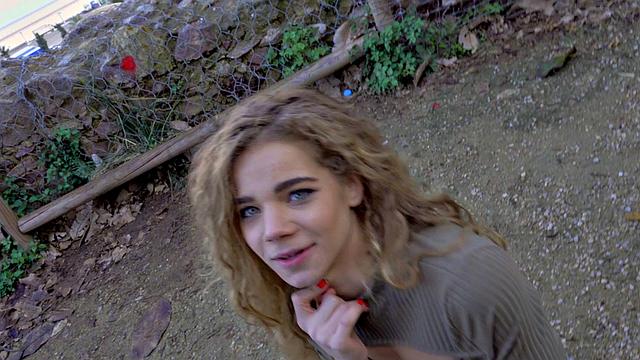 Watch this bald pussy get pounded doggy-style by a piercing-wearing outdoor babe