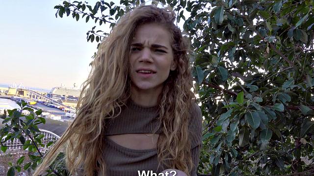 Watch this bald pussy get pounded doggy-style by a piercing-wearing outdoor babe