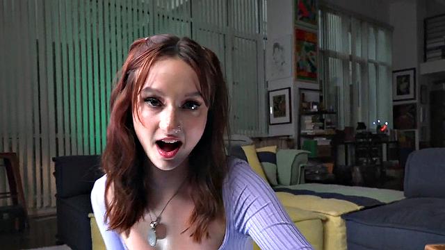 Redhead teasing and rubbing BF cock in POV