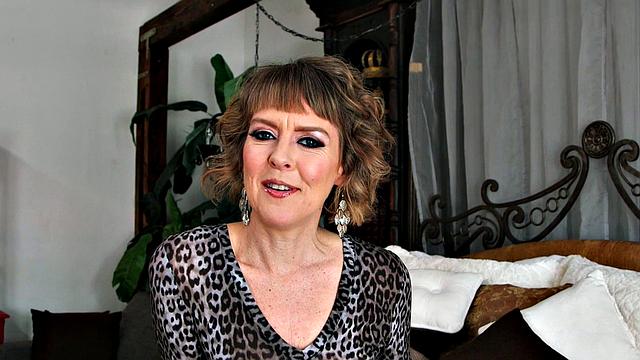 Stand-up comedian sits on hard cock