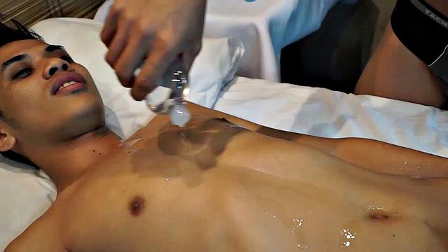 Asian gay tickling fetish boy visits the Erotic Asian Tickling Parlor for a sensual tickling experience. Our tickling masseur uses feathers and wire scalp massaging tool.