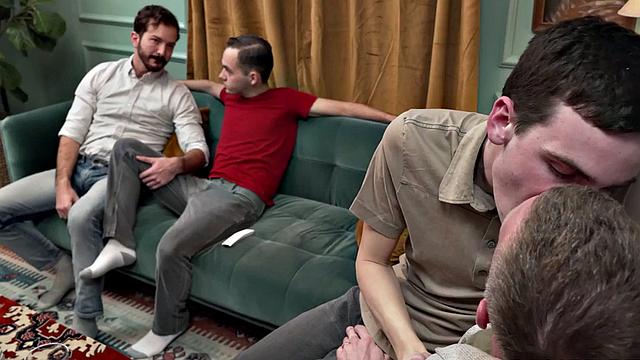 Rimming Gaydaddies Fuck Skinny Twinks in Stepfamily Orgy