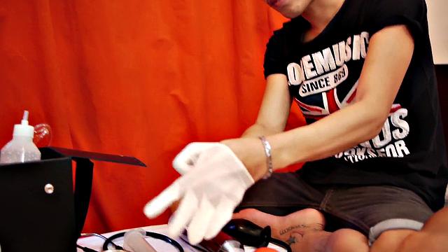 Slim Asian patient bred after oral and anal play