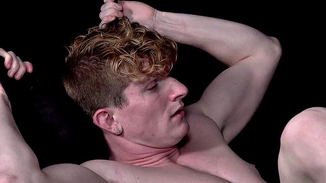 Bareback jockstrap stud rimmed and fucked in sling