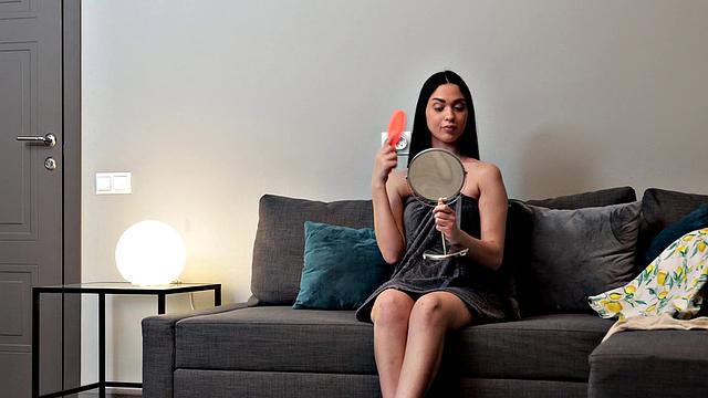 Milena Briz's Big Fat Cock Gets Fingered on the Couch