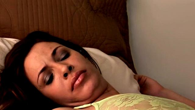 Lesbian Nina wakes up and fingers hard