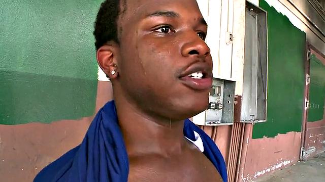 Ebony thug fucked outdoors by white stud in pickup sex for cash