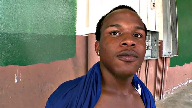 Ebony thug fucked outdoors by white stud in pickup sex for cash