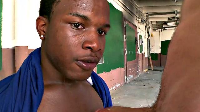 Ebony thug fucked outdoors by white stud in pickup sex for cash