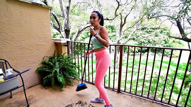 Cocksucking maid gets smashed by IR boss after blowjob