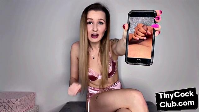 британская госпожа издевается над маленькими членами перед камерой