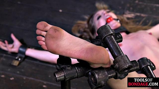 Hardited mouthgagged slut gets spanked