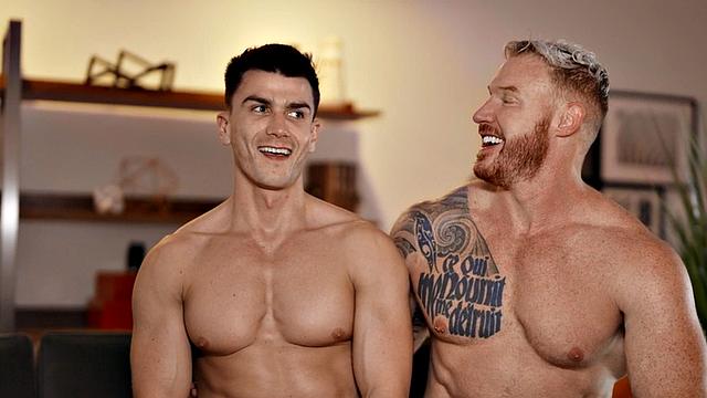 Tattooed muscled jock anal pounding BF