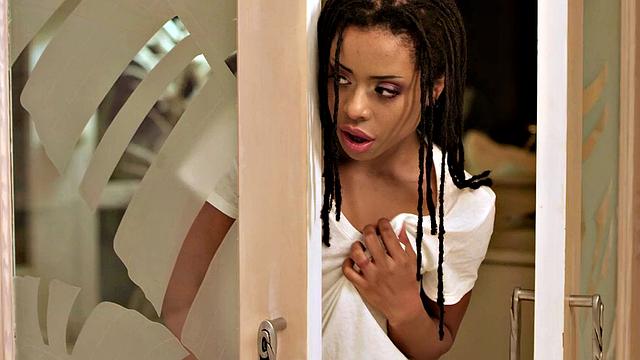 Hot black and small-titted lesbians get kinky in the bedroom