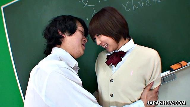 Asian brunette fucked in the classroom