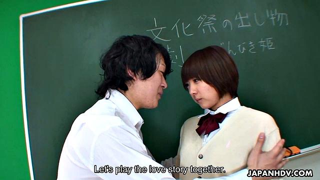 Asian brunette fucked in the classroom