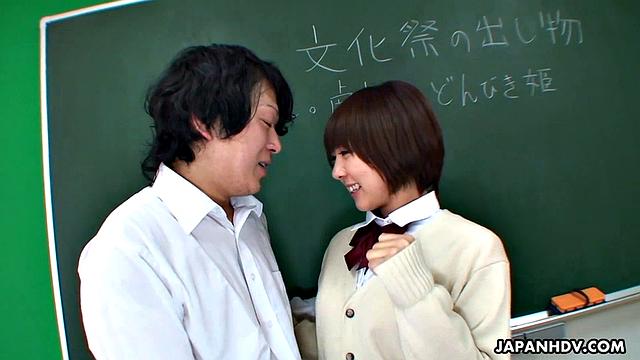 Asian brunette fucked in the classroom