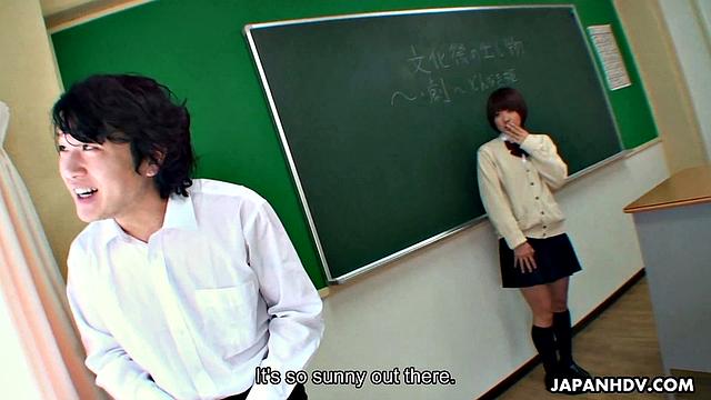 Asian brunette fucked in the classroom