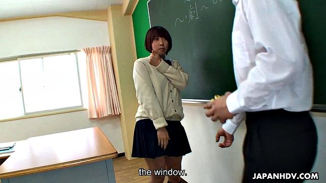Asian brunette fucked in the classroom