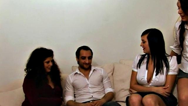 CFNM british mistresses milking small penis and teasing sub