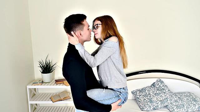 She Is Nerdy - Bella Gray - Nerdy teen fucks and eats cum