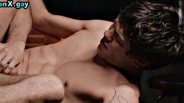 Manly stud bareback fucks bottom in public bar