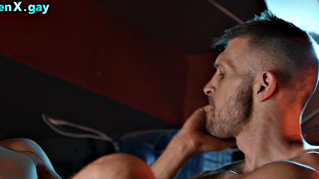 Manly stud bareback fucks bottom in public bar