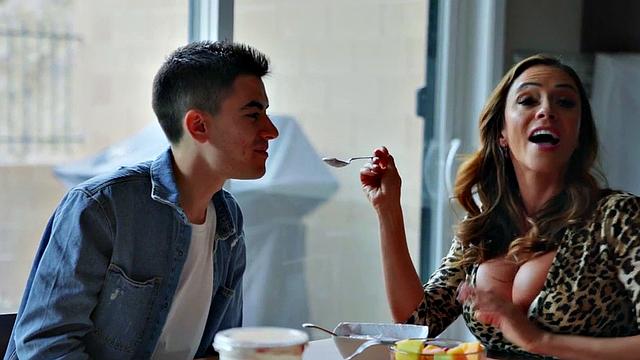 Big-titted MILF fucked with couple