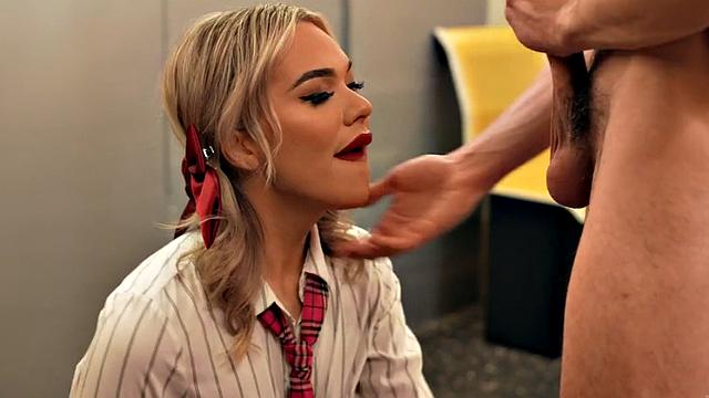 Public trans babe barebacked on train in in front of voyeur