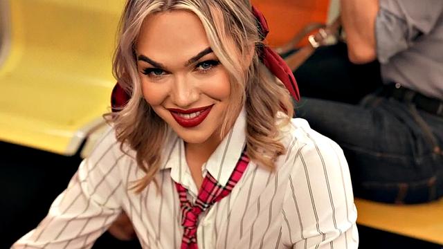 Public trans babe barebacked on train in in front of voyeur