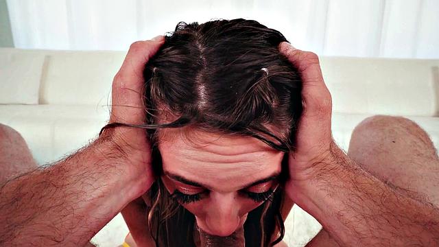 Throated - Hot Playful Brunette Babe Gets Her Face Messed Up