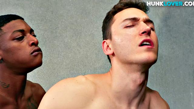 Locker room hunk barebacked by Black BF till cumshot