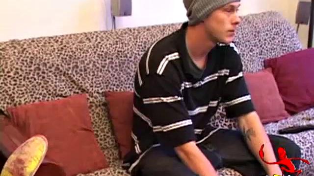 Young Brent Stenson relaxes on the couch, as he works up a throbbing boner. Brent strokes with determination until finally pumping out a warm cum onto his chest.