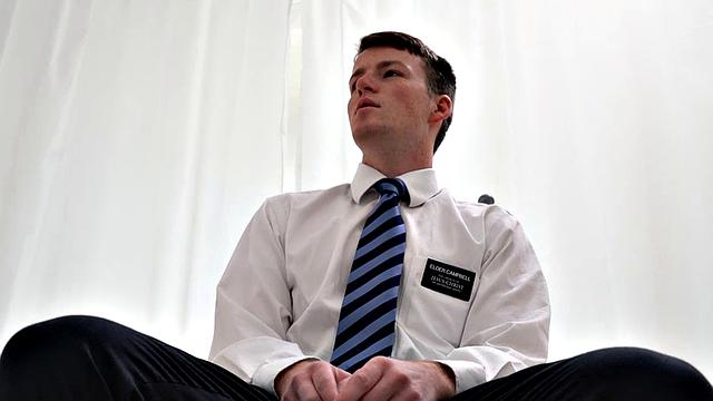 horny mormon elder gets grilled in a steamy gay interview-guess he's not as innocent as he looks