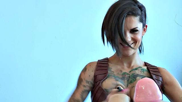 Lesbian POV closeup anal for busty tattooed slut