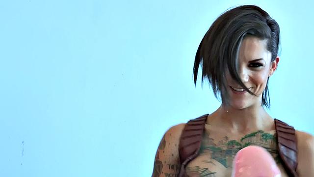 Lesbian POV closeup anal for busty tattooed slut