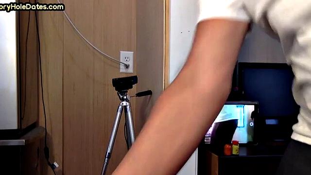 Gloryhole amateur DILF fucked by stud in sling after blowjob