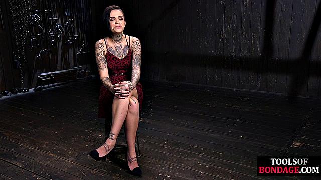 Petite sub tied up and dildofucked till intense orgasm